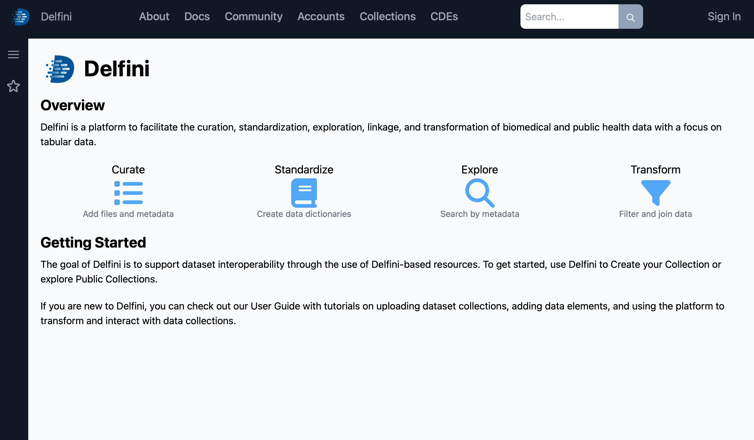 Delfini main page