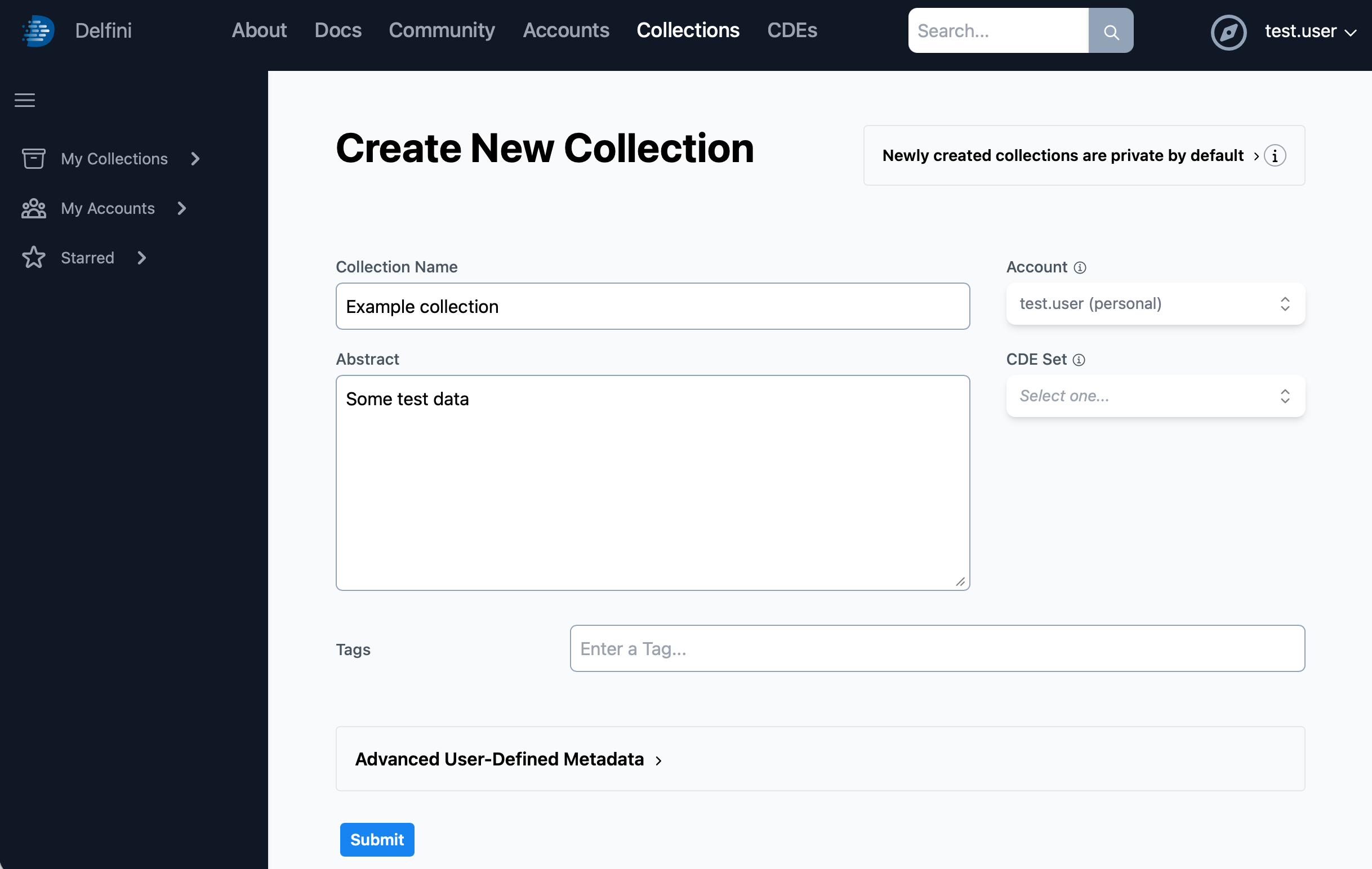 Creating a new collection