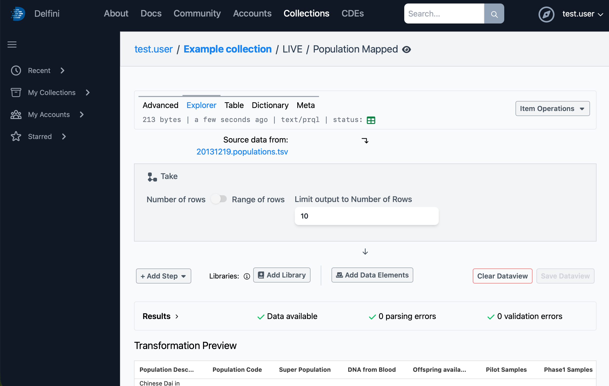 Seeing the newly created dataview
