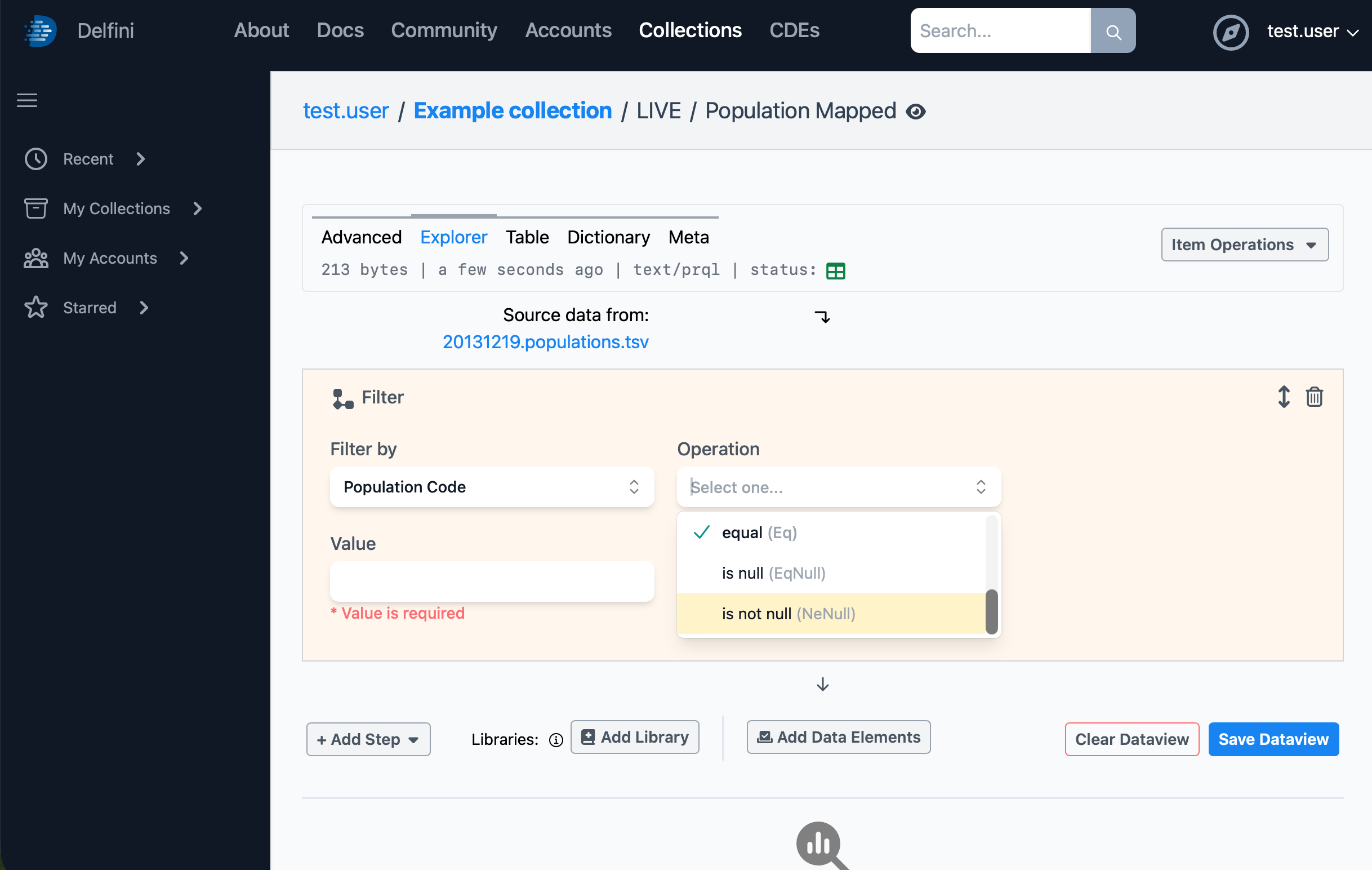 Specify the column and operation
