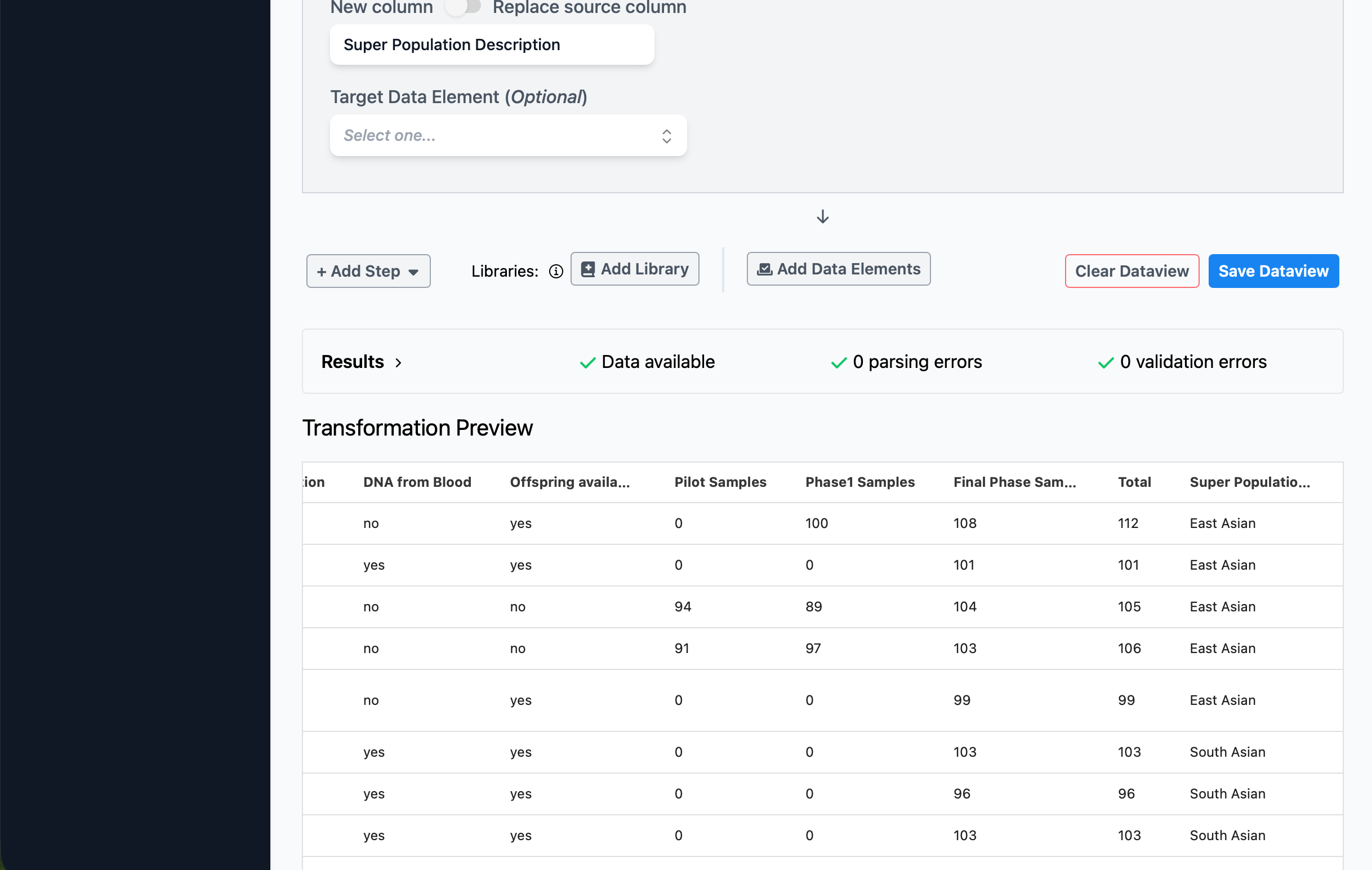 Show the dataview preview