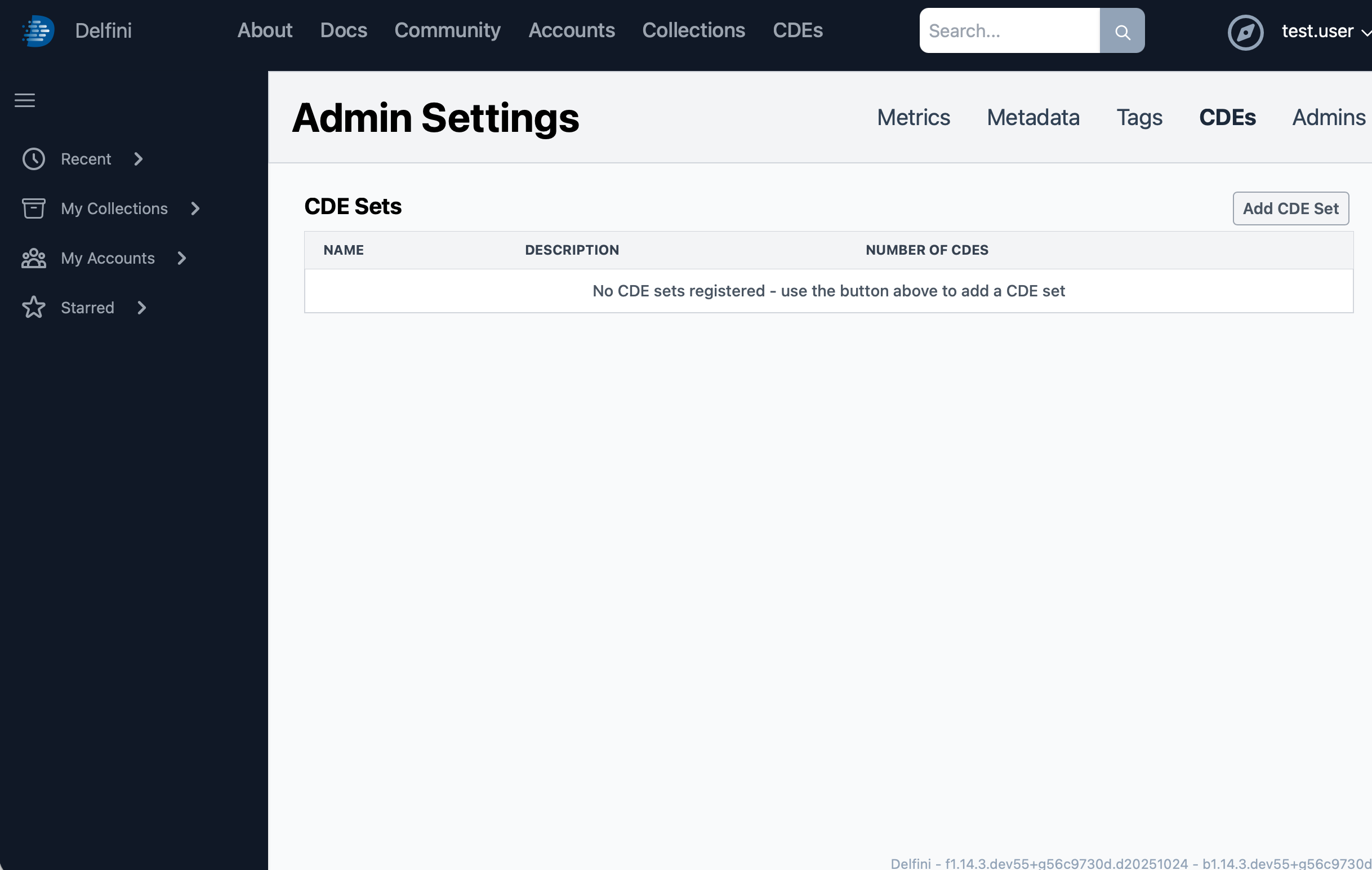 Open the CDE admin page